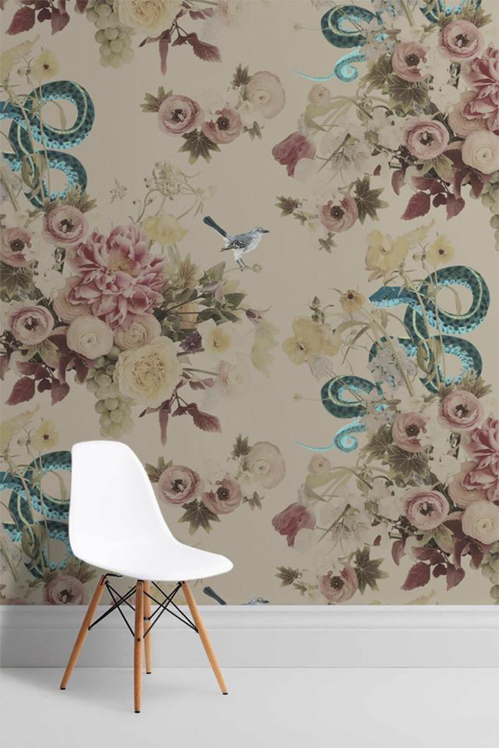 Fay Light Floral Grasscloth Wallpaper - Ashley Woodson Bailey