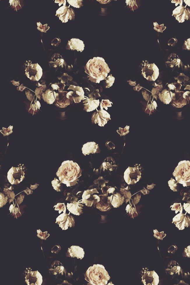 Black floral deals wallpaper