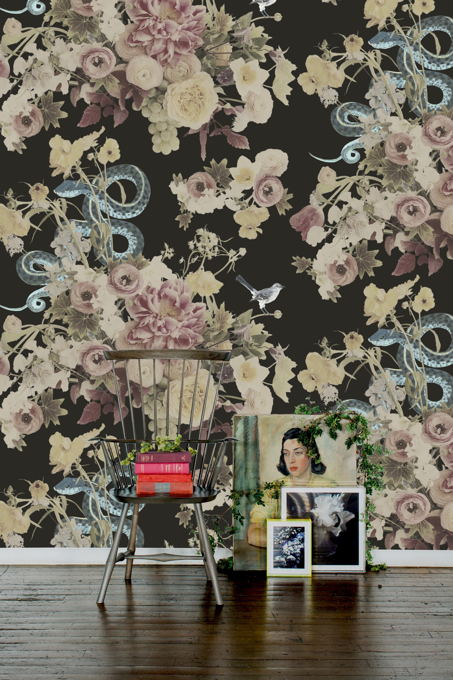 Fay Dark Floral Wallpaper - Ashley Woodson Bailey