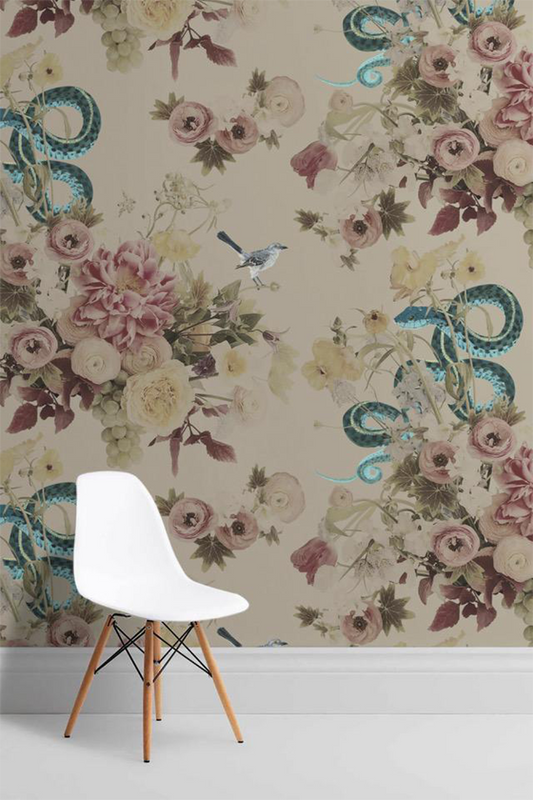 Fay Light Floral Grasscloth Wallpaper - Ashley Woodson Bailey