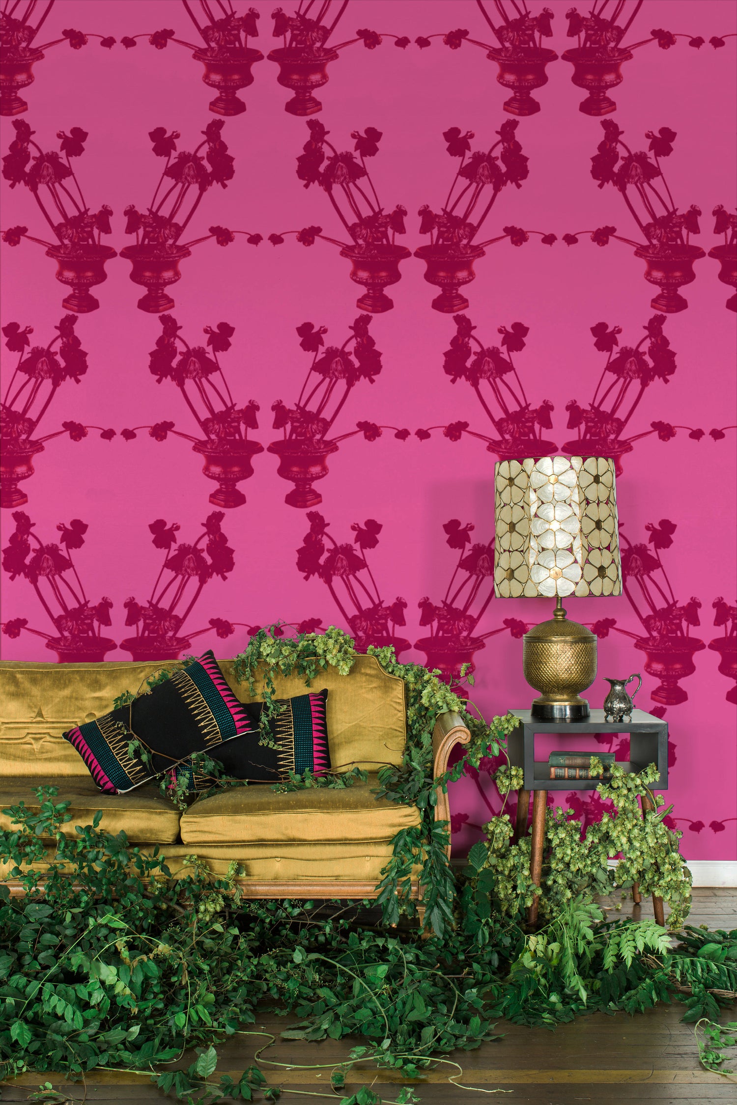 Frida Vivid Pink Floral Wallpaper - Ashley Woodson Bailey