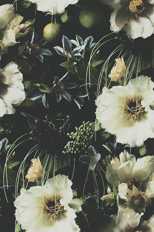 Jungle Boogie Dark Floral Grasscloth Wallpaper - Ashley Woodson Bailey