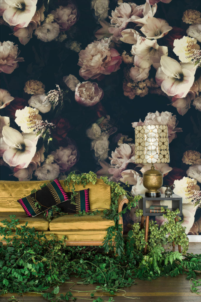 Dark Floral Wallpaper | Black Floral Wallpaper | Ellie Cashman Design