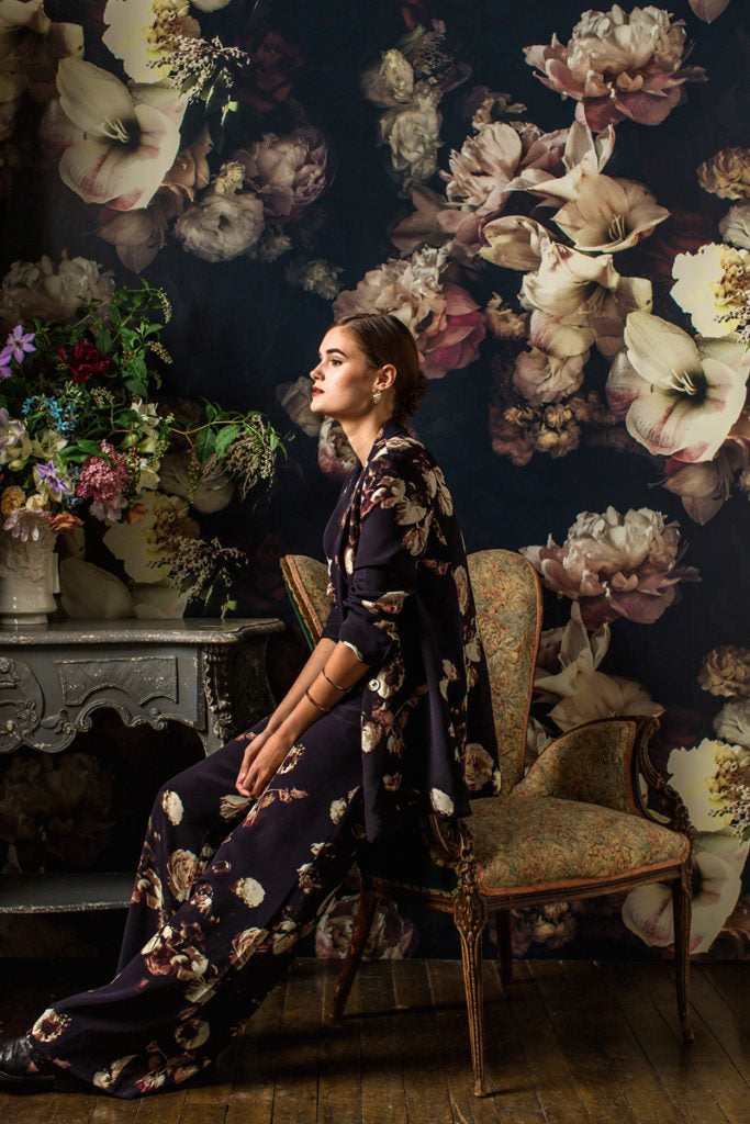 Dutch Love Dark Floral Fabric - Ashley Woodson Bailey