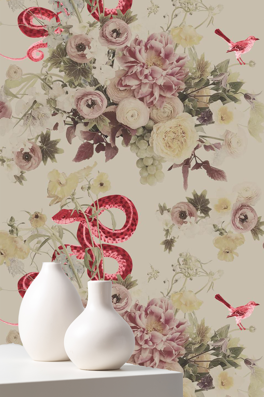 Fay Light Floral Grasscloth Wallpaper - Ashley Woodson Bailey
